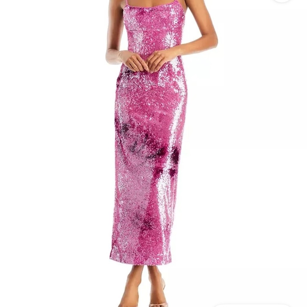 Bardot Pink Sequin Midi Dress